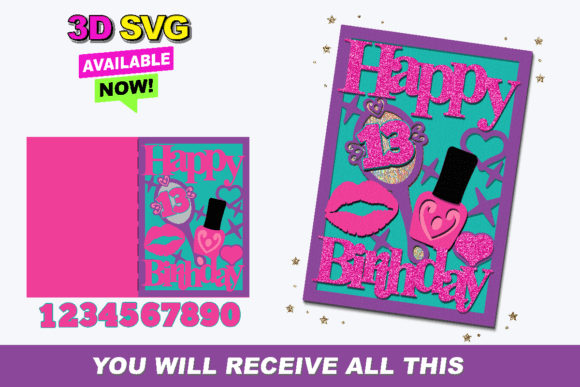 3D Birthday Card SVG for Laser Cutting & Sales