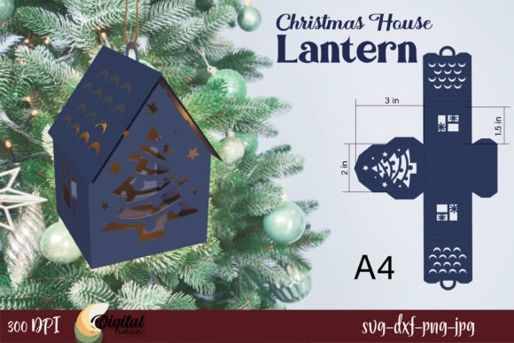 3D Christmas House Paper Lantern