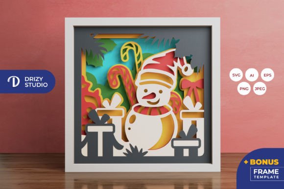 3D SVG Christmas Asset: Snowman Shadow Box Review
