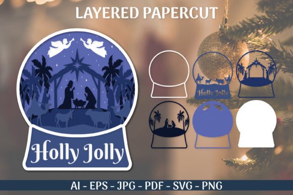 3D SVG Christmas Snow Globe for Shadow Boxes