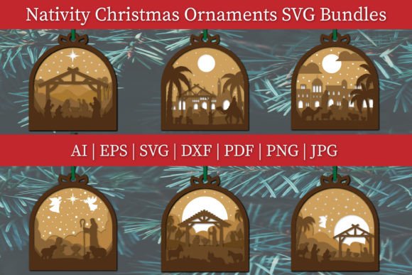 3D SVG Nativity Christmas Ornaments