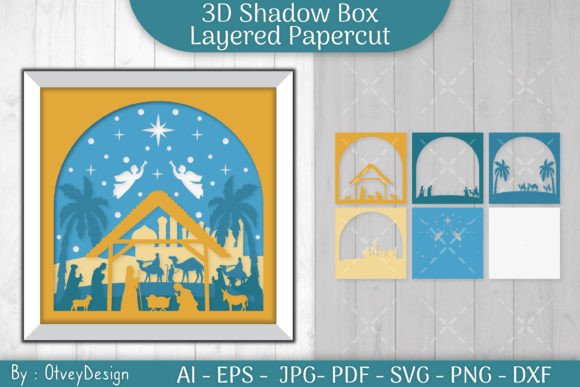 3D SVG Nativity Scene for Shadow Boxes