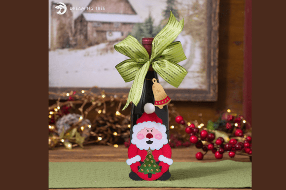 3D SVG Santa Wine Bottle Wrapper