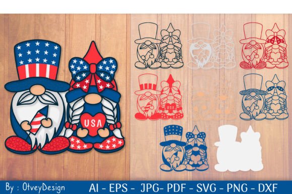 4th of July Gnome Patriotic Layered