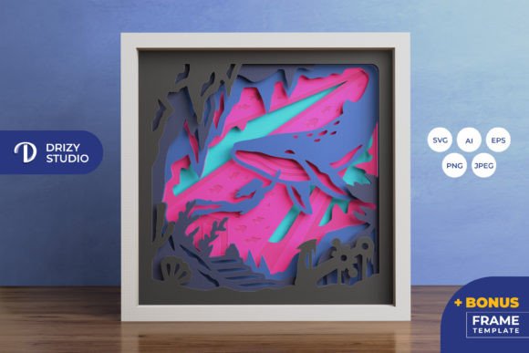 A Girl with Humpback Whale 3D Shadow Box