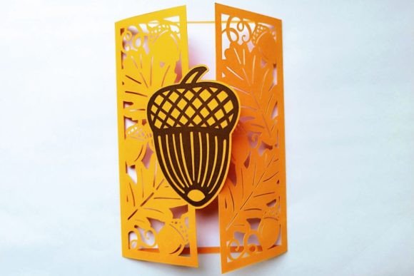 Acorn Invitation Card: 3D SVG for Thanksgiving Branding