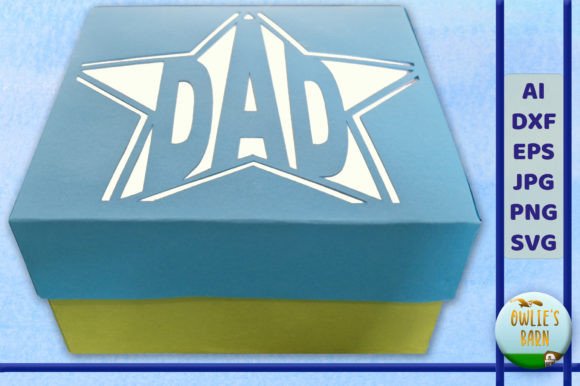 Box for Dad with Cutout Star 3D SVG Gift Boxes