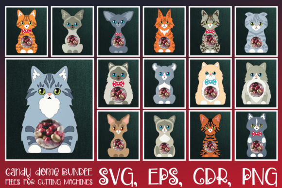 Cat Breeds Candy Dome Bundle Svg