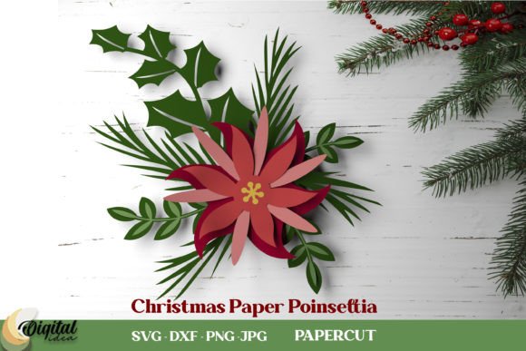 Christmas Paper Poinsettia. Flower Paper