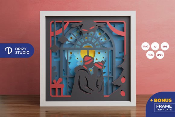 Couple on Christmas Eve 3D SVG for Holiday Design