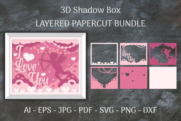Cupid I Love You 3D SVG Shadow Box