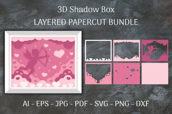 Cupid Love 3D SVG Shadow Box