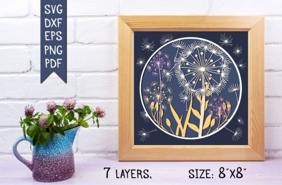 DANDELION Svg, DANDELION Shadowbox