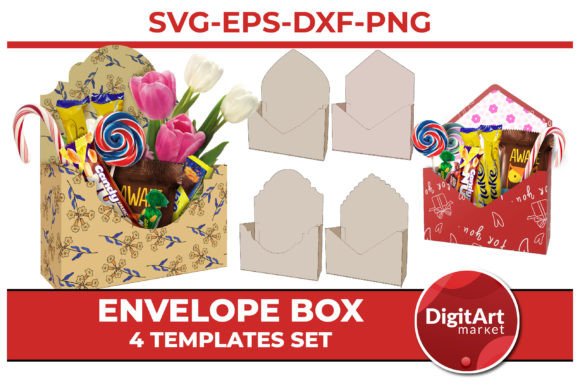 Envelope Flower Box Template with Liners