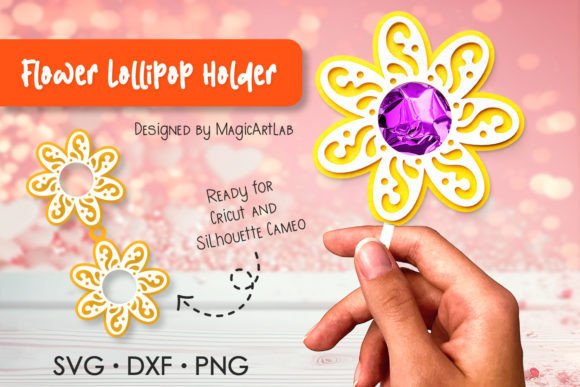 Flower Lollipop Holder 3D SVG Shapes
