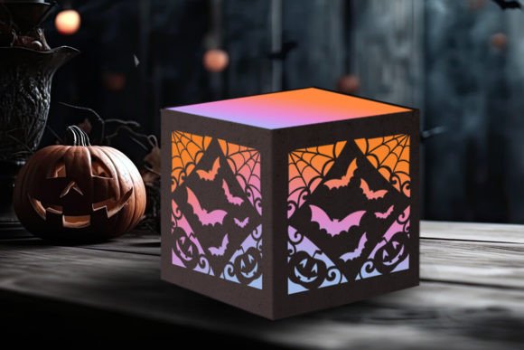 Halloween Bats and Pumpkins Tealight 3D SVG