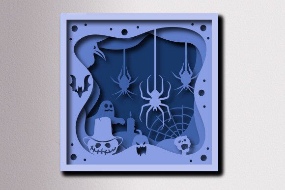 Halloween Shadow Box Papercut Svg