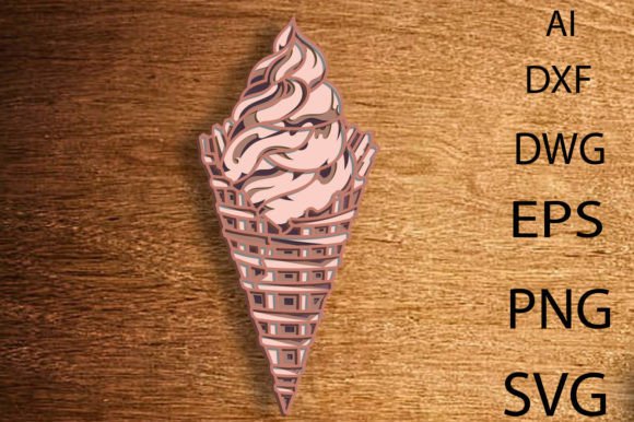 Ice Cream Multilayer 3D SVG for Laser Cutting & Wall Decor