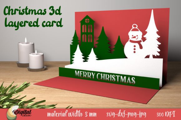 Layered Papercut Card 3D. Winter Paper
