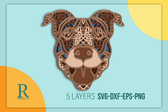 Multilayered Pit Bull Mandala SVG Design