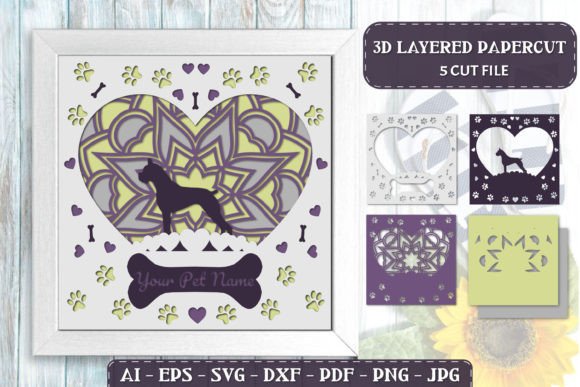 Pet Dog 3D Layered Papercut - Boxer