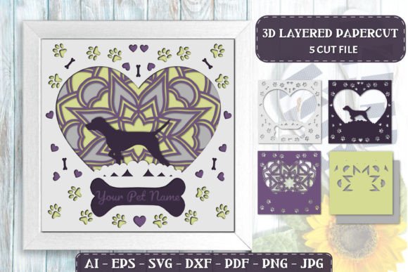 Pet Dog 3D Layered Papercut - Pointer