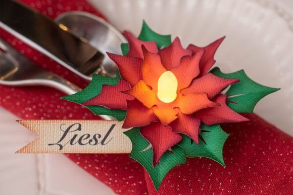 Poinsettia Tea Light 3D SVG