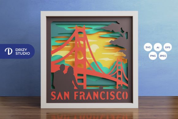 San Francisco 3D SVG for Shadow Boxes & Web Design