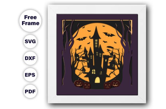 Spooky House Halloween Shadow Box SVG