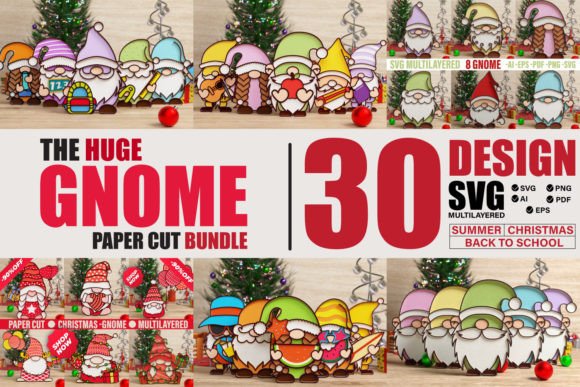 The HUGE GNOME Papercut SVG BUNDLE